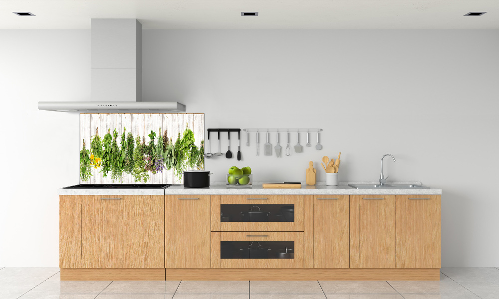 Cooker splashback Herbs on a string