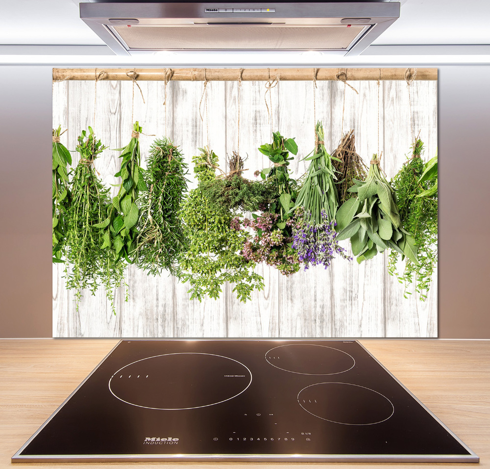 Cooker splashback Herbs on a string