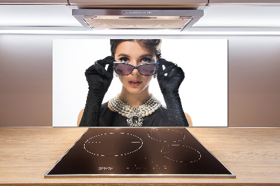 Cooker splashback Woman with glasses