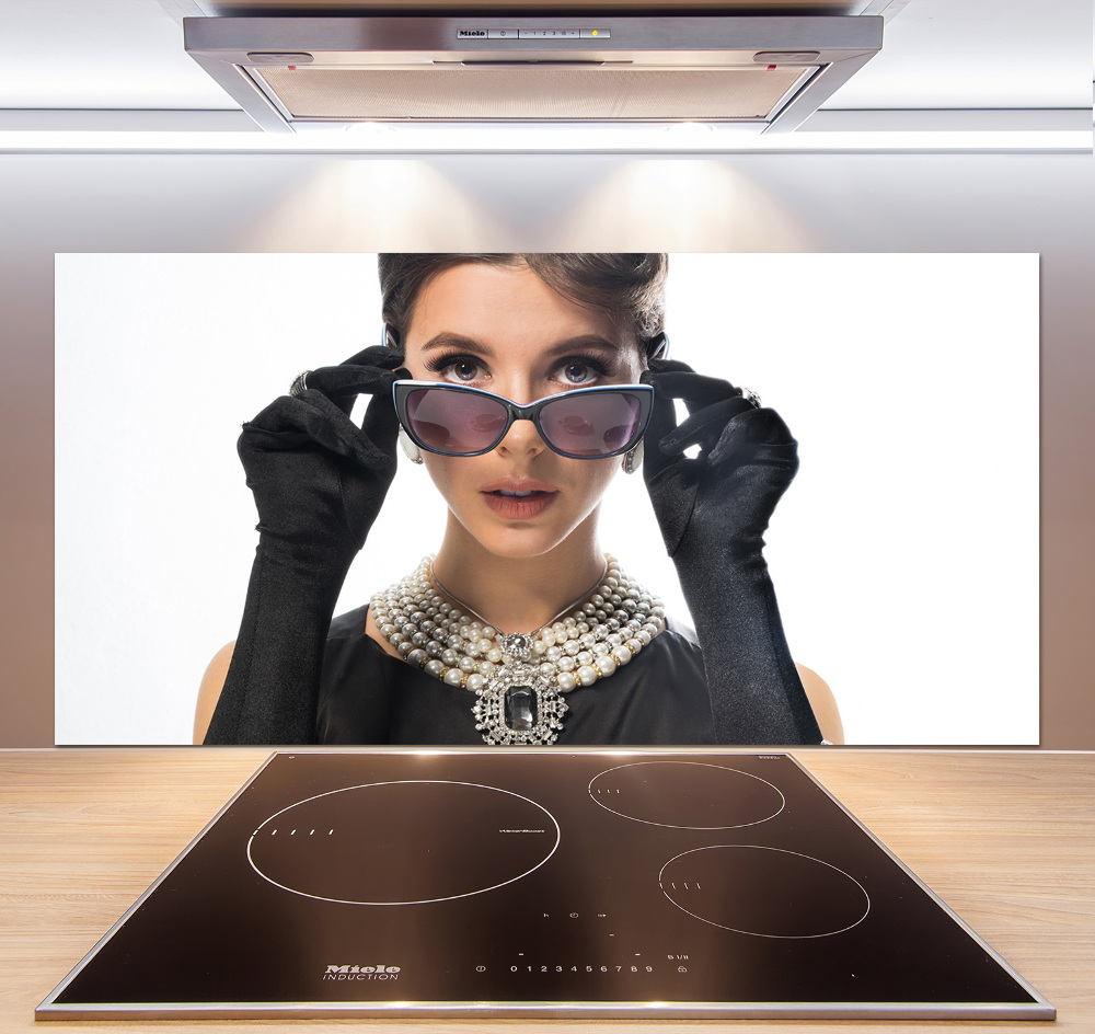 Cooker splashback Woman with glasses