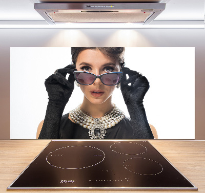 Cooker splashback Woman with glasses