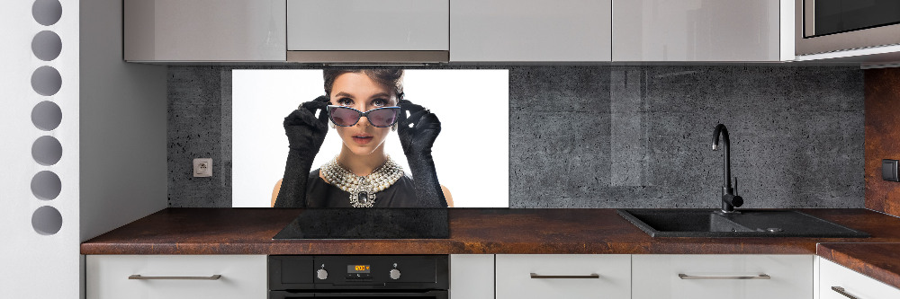 Cooker splashback Woman with glasses