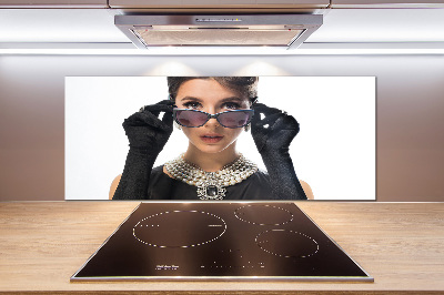 Cooker splashback Woman with glasses