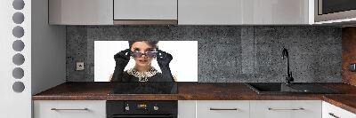 Cooker splashback Woman with glasses