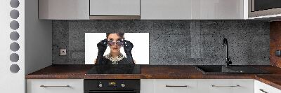 Cooker splashback Woman with glasses