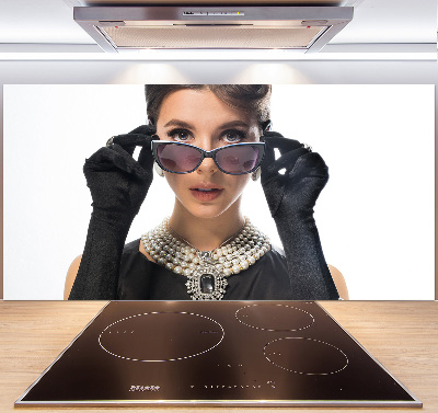 Cooker splashback Woman with glasses