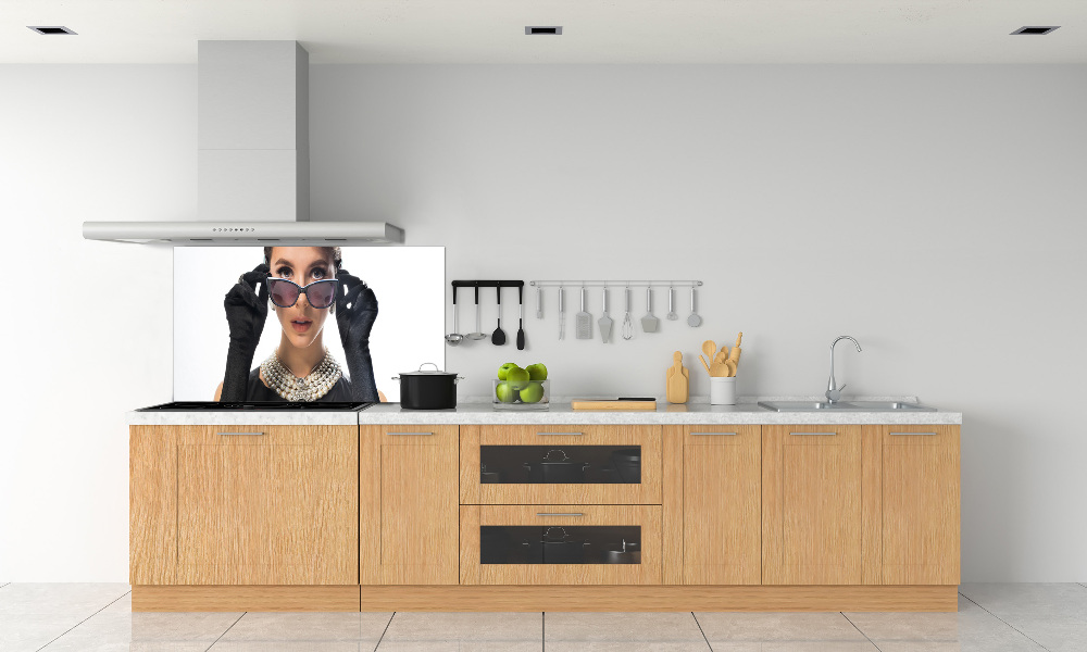 Cooker splashback Woman with glasses