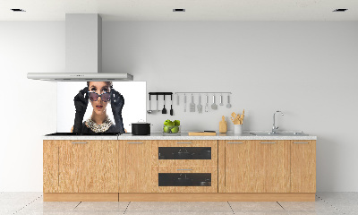 Cooker splashback Woman with glasses