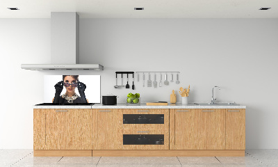 Cooker splashback Woman with glasses