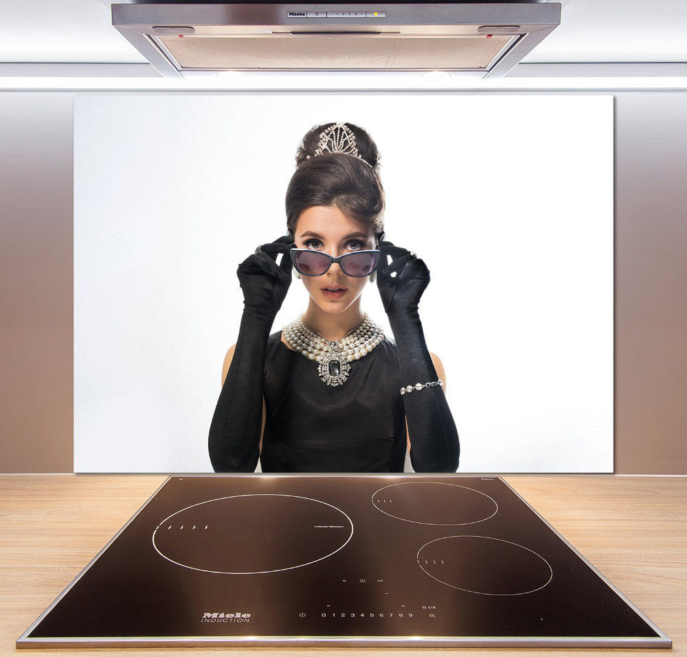 Cooker splashback Woman with glasses