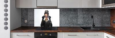 Cooker splashback Woman with glasses