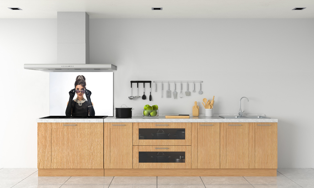 Cooker splashback Woman with glasses