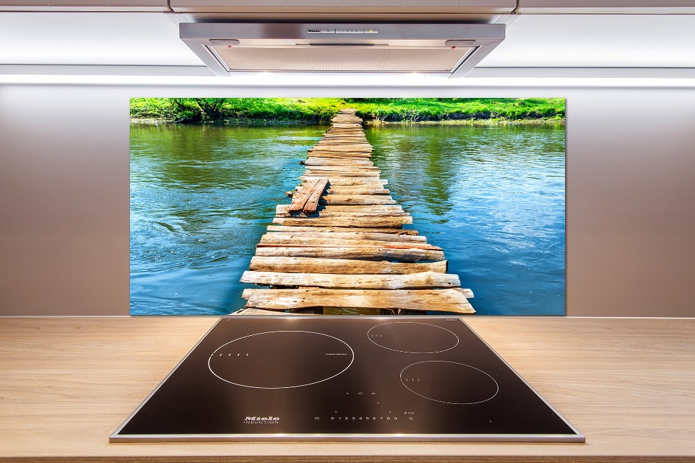 Cooker splashback Wooden bridge