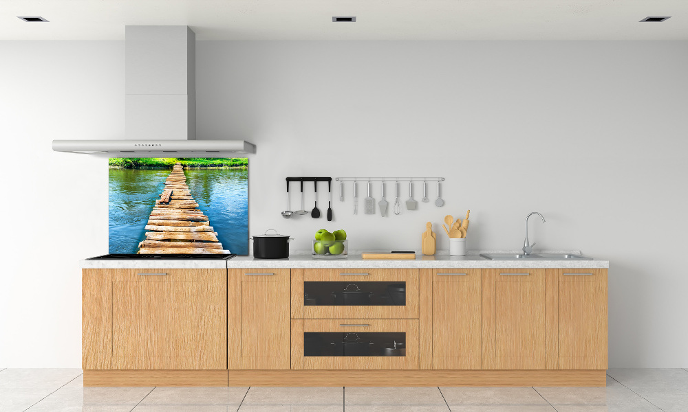 Cooker splashback Wooden bridge