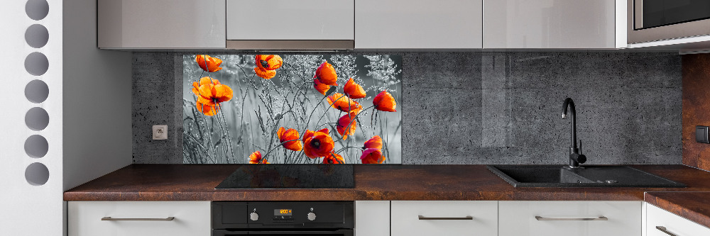 Cooker splashback Field poppies