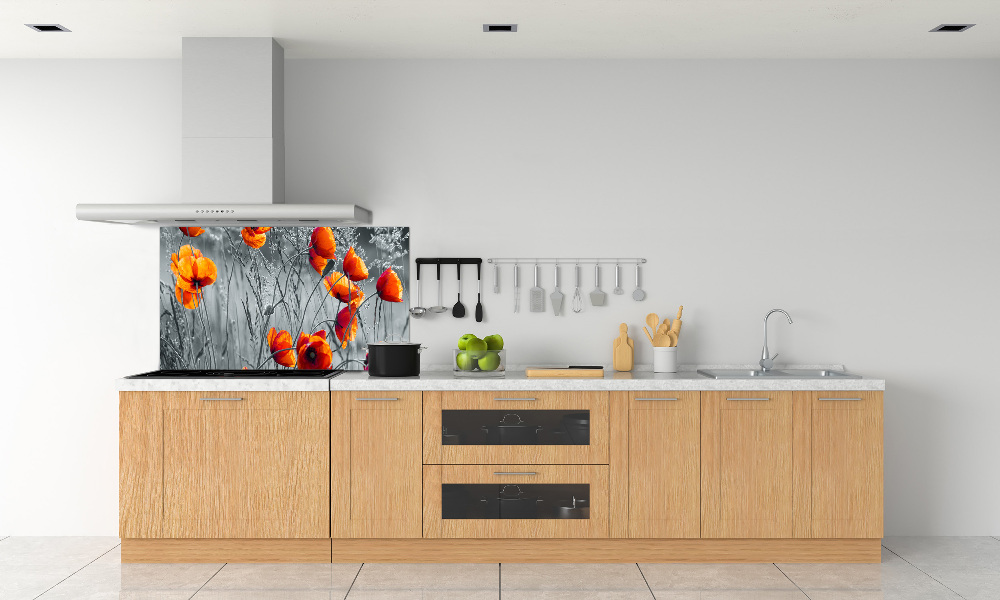 Cooker splashback Field poppies