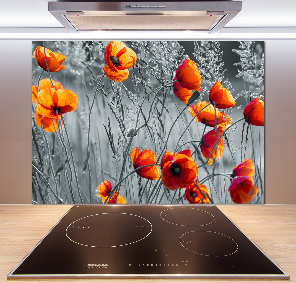 Cooker splashback Field poppies