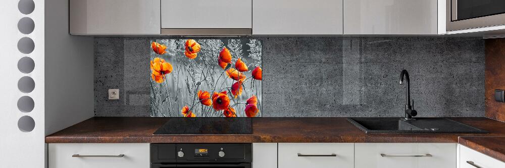 Cooker splashback Field poppies