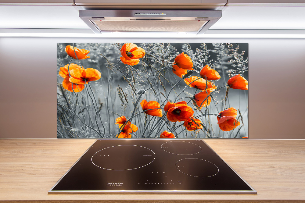 Cooker splashback Field poppies