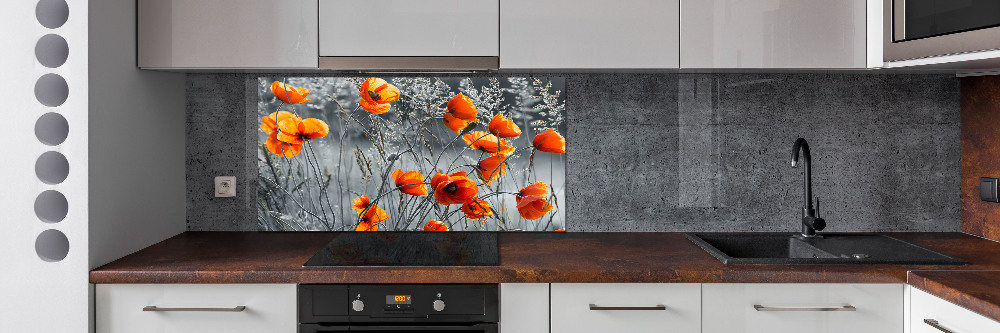 Cooker splashback Field poppies