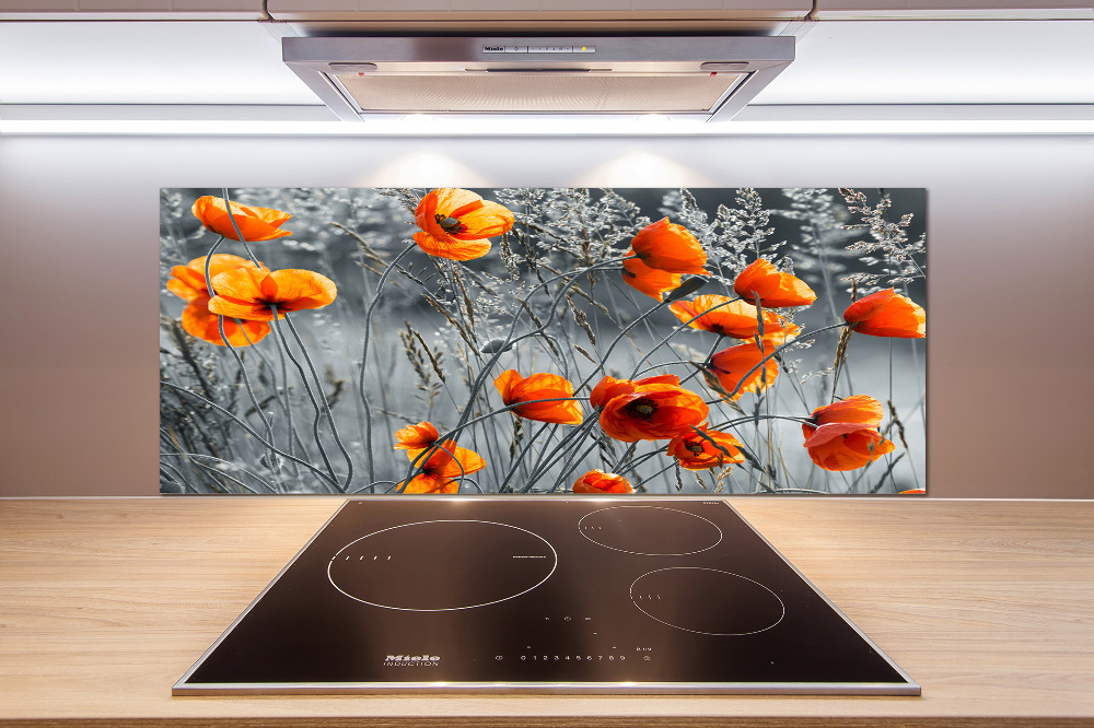 Cooker splashback Field poppies