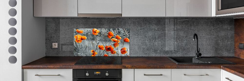 Cooker splashback Field poppies