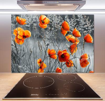 Cooker splashback Field poppies