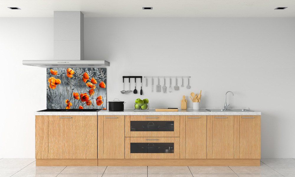 Cooker splashback Field poppies