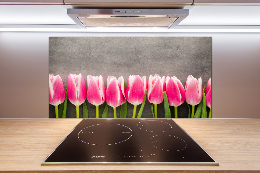 Cooker splashback Pink tulips