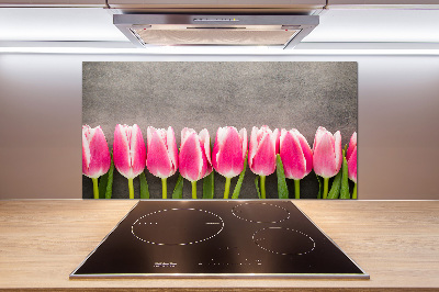 Cooker splashback Pink tulips