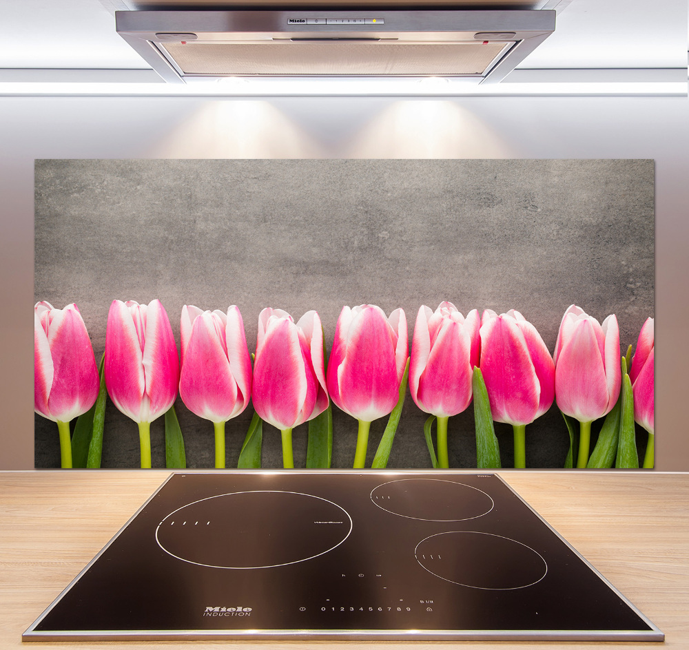 Cooker splashback Pink tulips