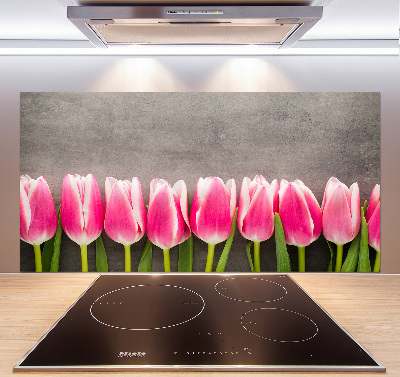 Cooker splashback Pink tulips