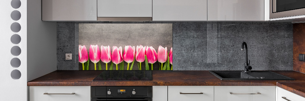 Cooker splashback Pink tulips