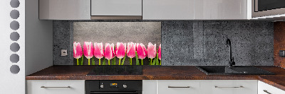 Cooker splashback Pink tulips