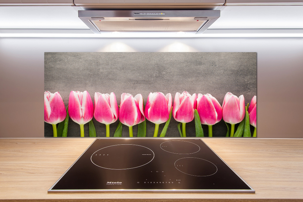 Cooker splashback Pink tulips