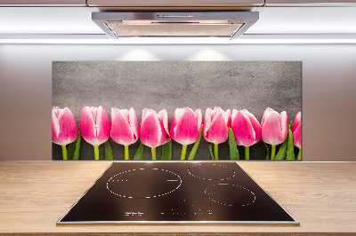 Cooker splashback Pink tulips