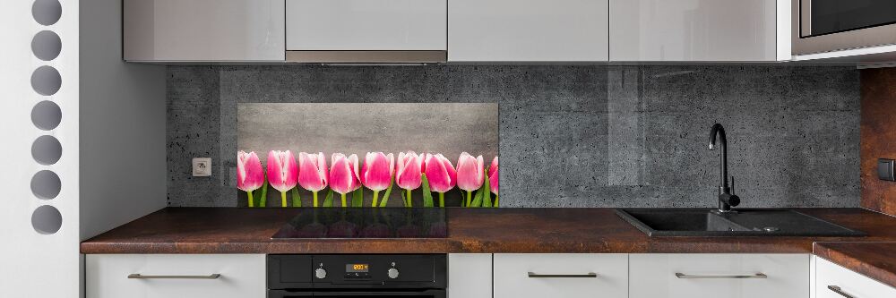 Cooker splashback Pink tulips