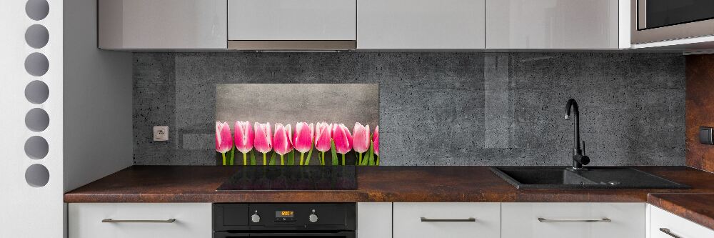 Cooker splashback Pink tulips