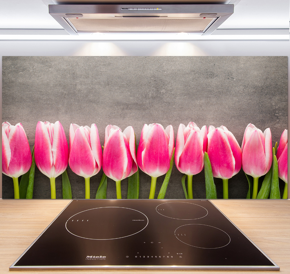 Cooker splashback Pink tulips