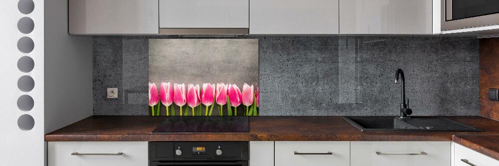 Cooker splashback Pink tulips