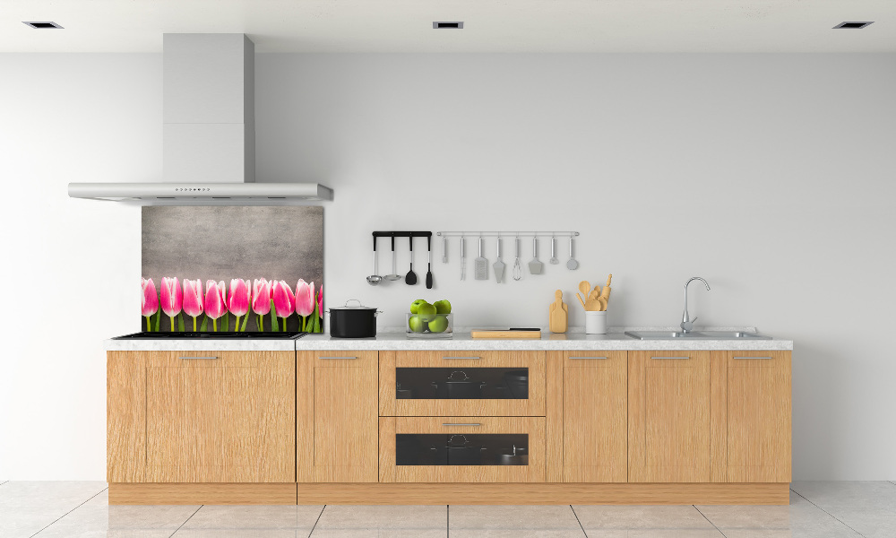 Cooker splashback Pink tulips