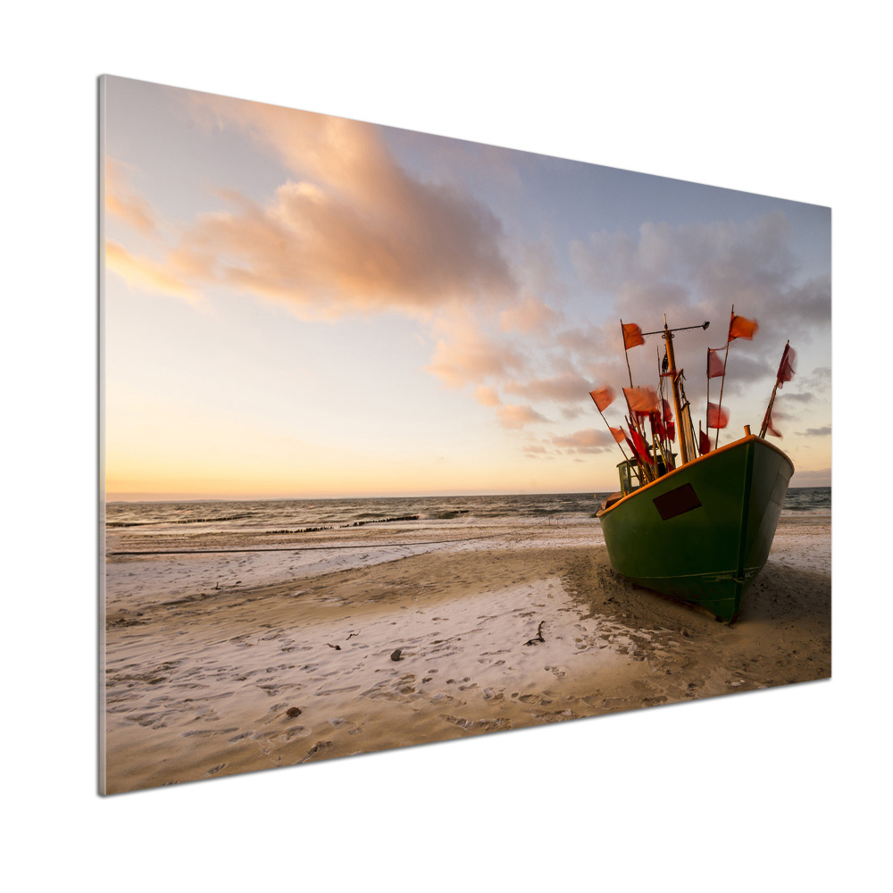 Cooker splashback Fishing boat beach