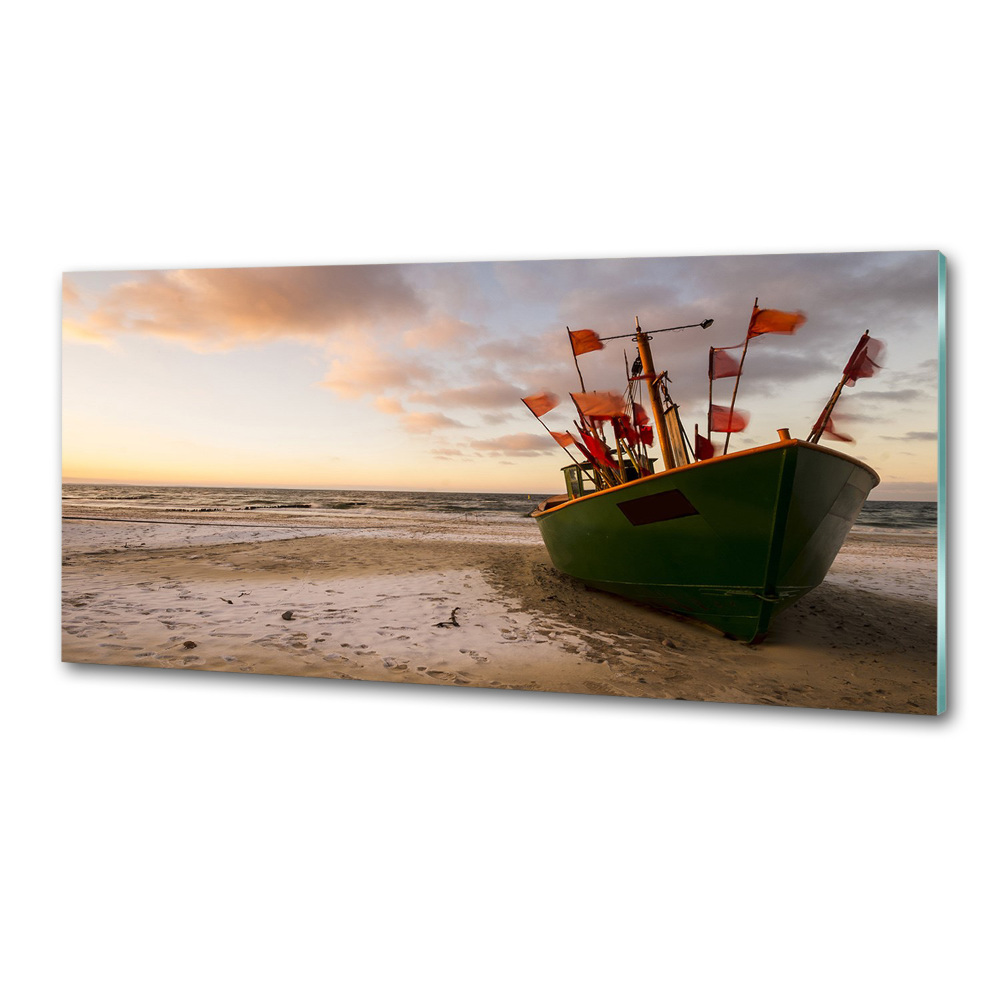 Cooker splashback Fishing boat beach