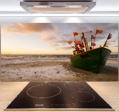 Cooker splashback Fishing boat beach