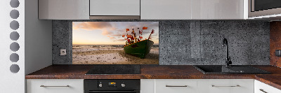 Cooker splashback Fishing boat beach