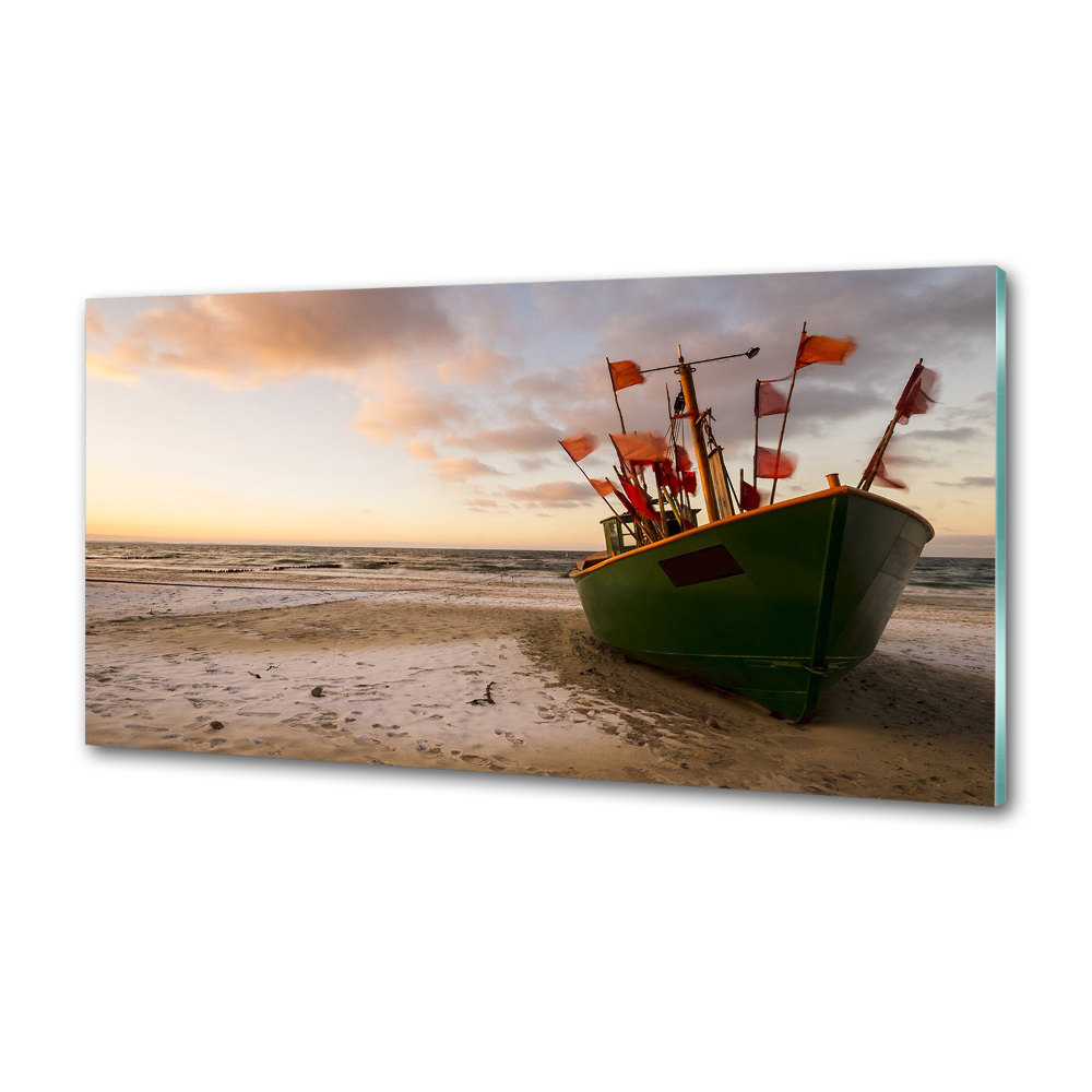 Cooker splashback Fishing boat beach