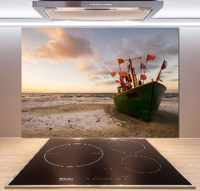 Cooker splashback Fishing boat beach