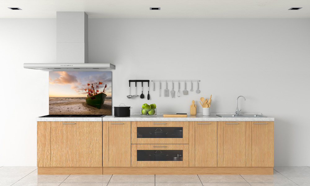 Cooker splashback Fishing boat beach