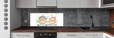 Splashback panel for kitchen Birds on skateboard