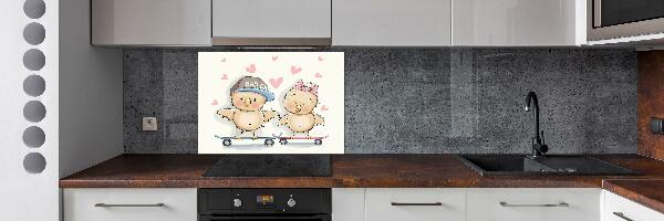 Splashback panel for kitchen Birds on skateboard